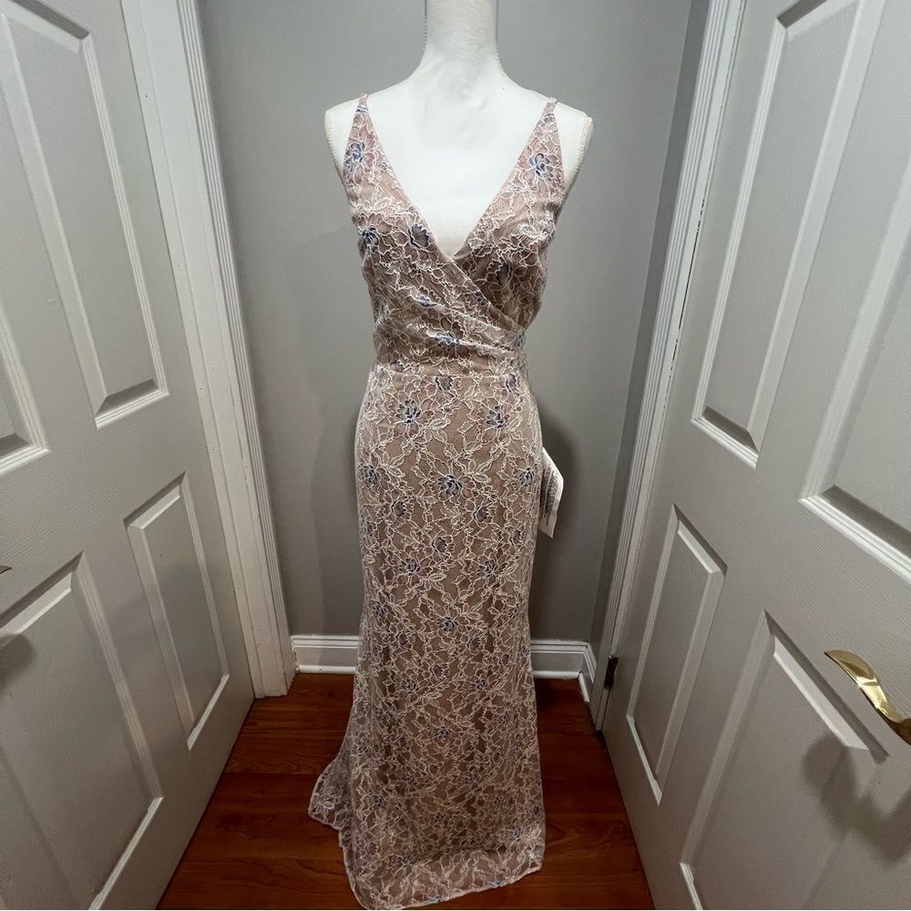 Dress the Population Helen Sleeveless Wrap Top Lace Gown size large NWT - Picture 3 of 15